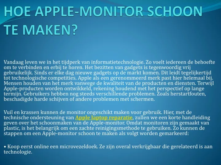 hoe apple monitor schoon te maken