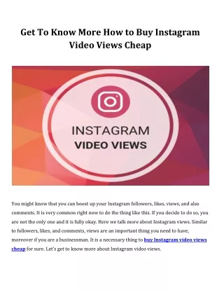How to Buy Instagram Video Views Cheap