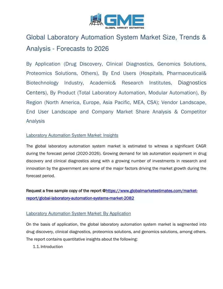 global laboratory automation system market size