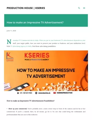 how to make an impressive TV Advertisement