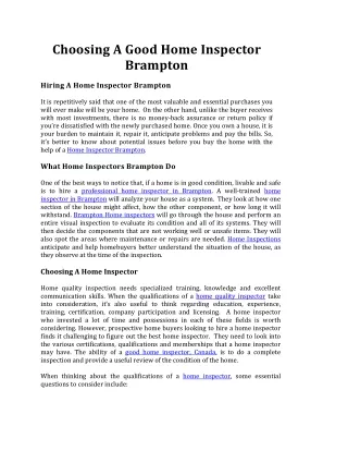 Experienced Home Inspector Brampton
