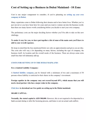 cost of setting up a business in dubai mainland