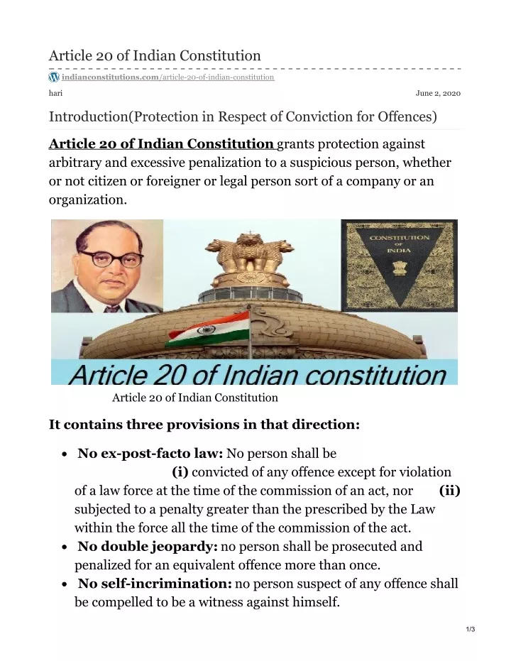 article 20 of indian constitution