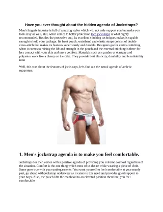 Have you ever thought about the hidden agenda of Jockstraps?