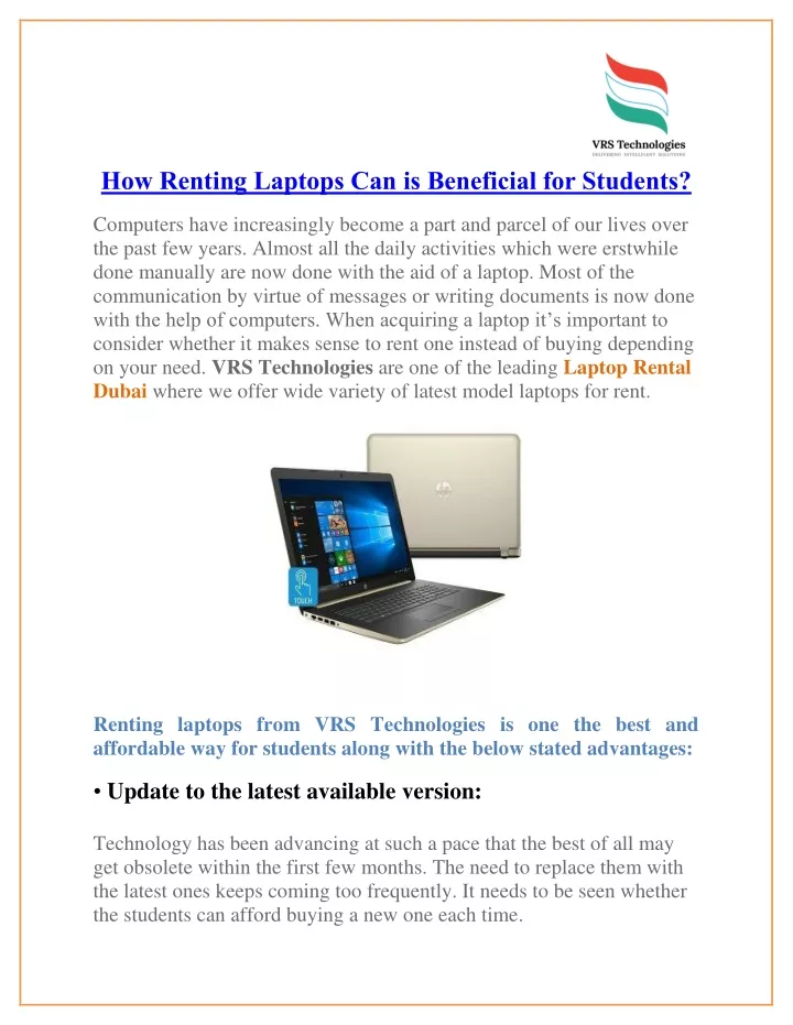 how renting laptops can is beneficial for students