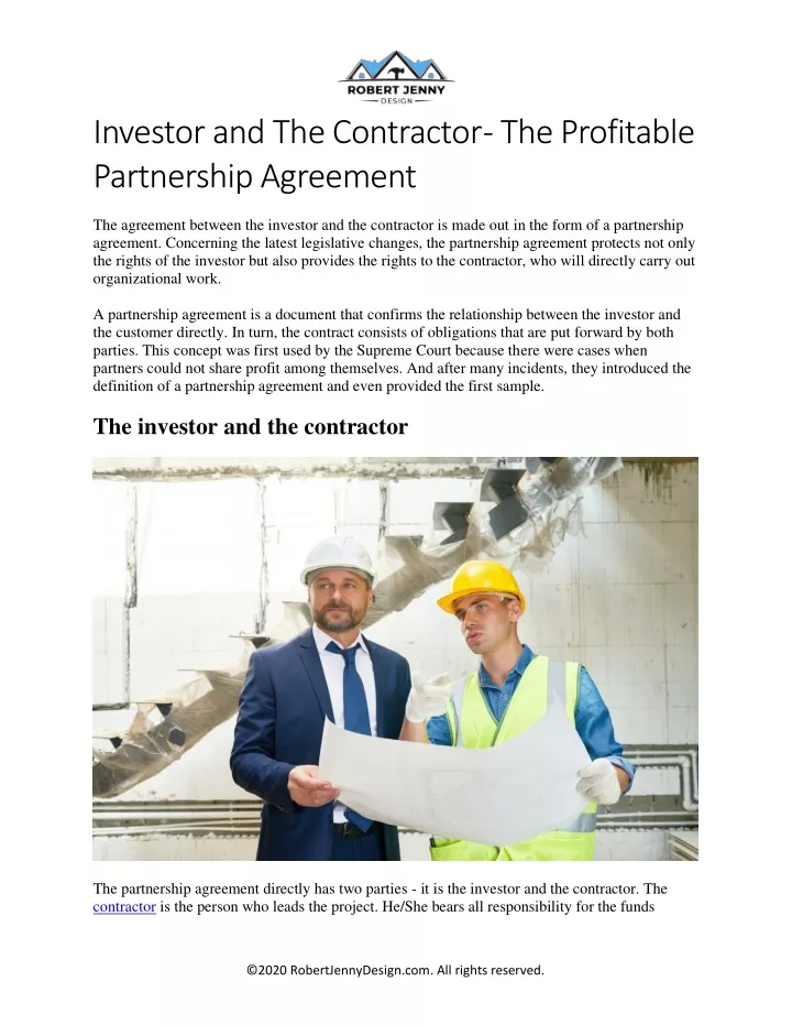 investor and the contractor the profitable