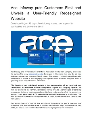 Ace Infoway puts Customers First and Unveils a User-Friendly Redesigned Website