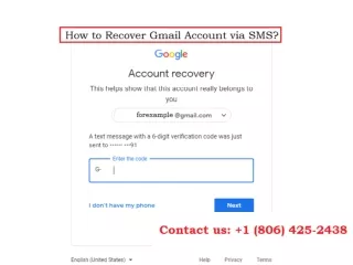 Gmail account recovery via SMS
