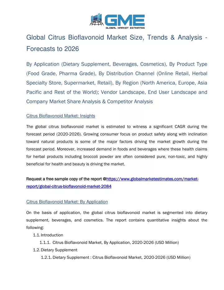 global citrus bioflavonoid market size trends