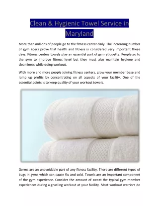 clean hygienic towel service in maryland