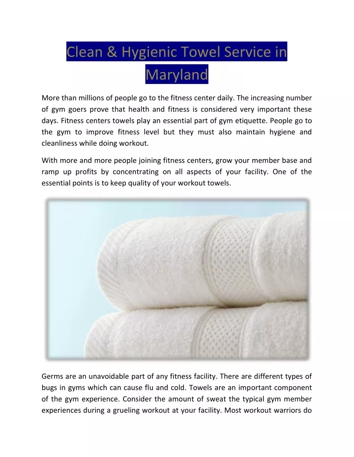 clean hygienic towel service in maryland
