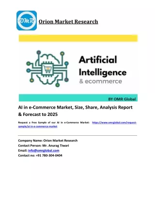 AI in e-Commerce Market Growth, Size, Share, Industry Report and Forecast 2019-2025