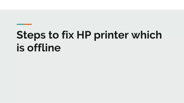 steps to fix hp printer which is offline