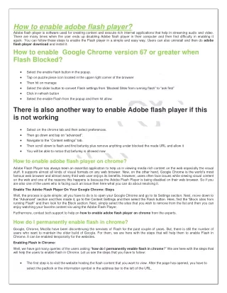 how to enable adobe flash player adobe flash