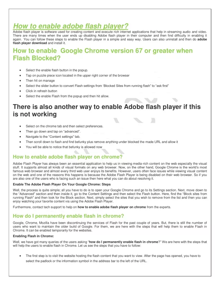 how to enable adobe flash player adobe flash