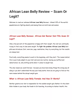 african lean belly review scam or legit