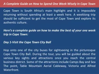 A Complete Guide on How to Spend One Week Wisely In Cape Town