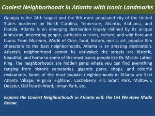 Coolest Neighborhoods in Atlanta with Iconic Landmarks
