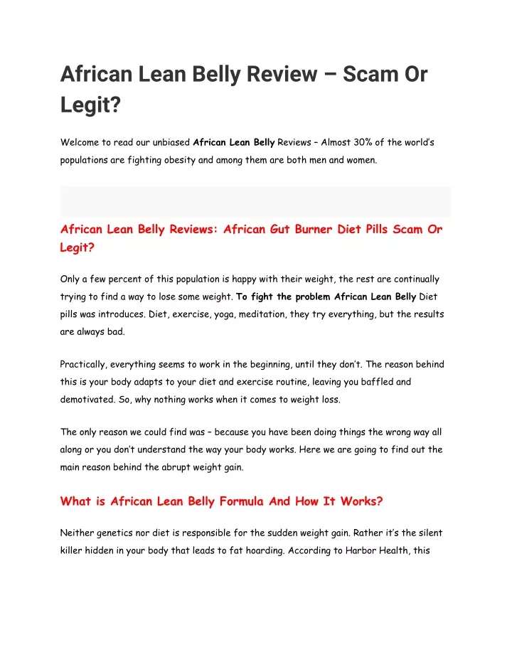 african lean belly review scam or legit