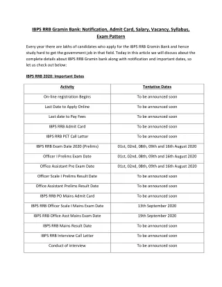 ibps rrb gramin bank notification admit card