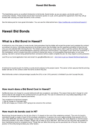 hawaii bid bonds