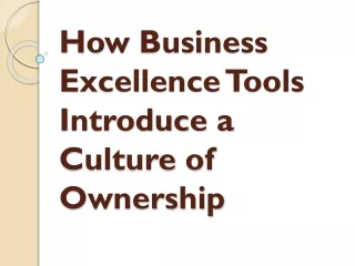 how business excellence tools introduce a culture of ownership