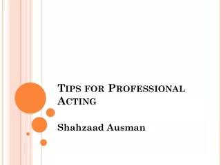 Shahzaad Ausman - Professional Acting - Plan for Success