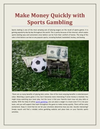 make money quickly with sports gambling