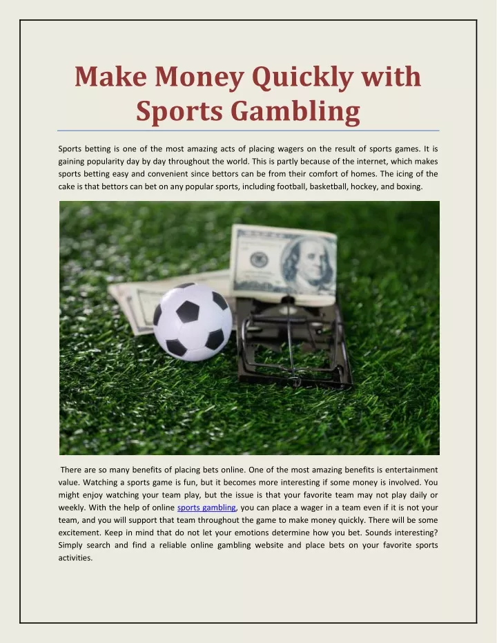 make money quickly with sports gambling