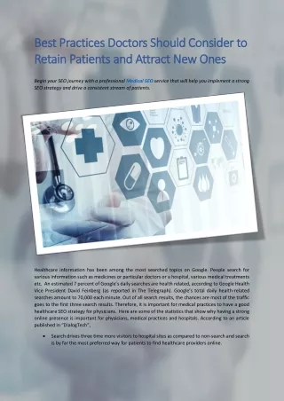 best practices doctors should consider to best