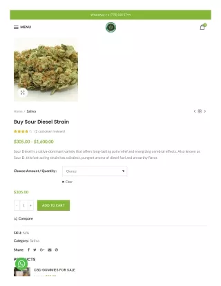 Buy Sour Diesel Strain - GREEN MILES BUDS