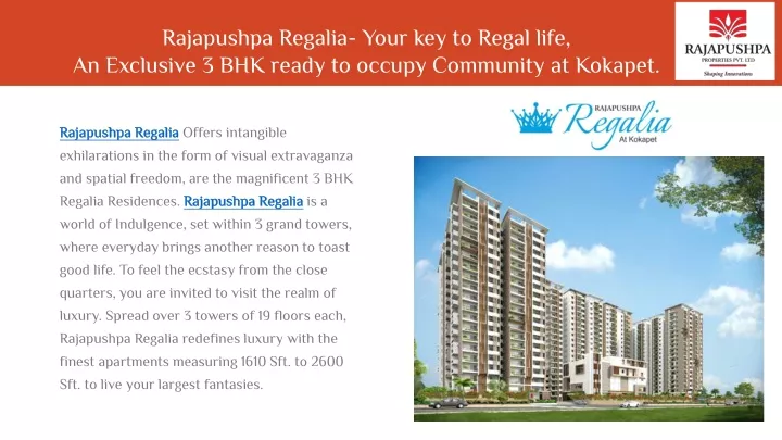 rajapushpa regalia your key to regal life