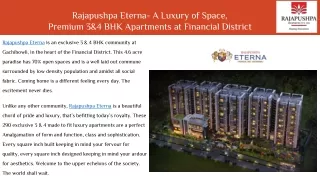 Rajapushpa Eterna - Premium 3&4 BHK Apartments at Financial Dist