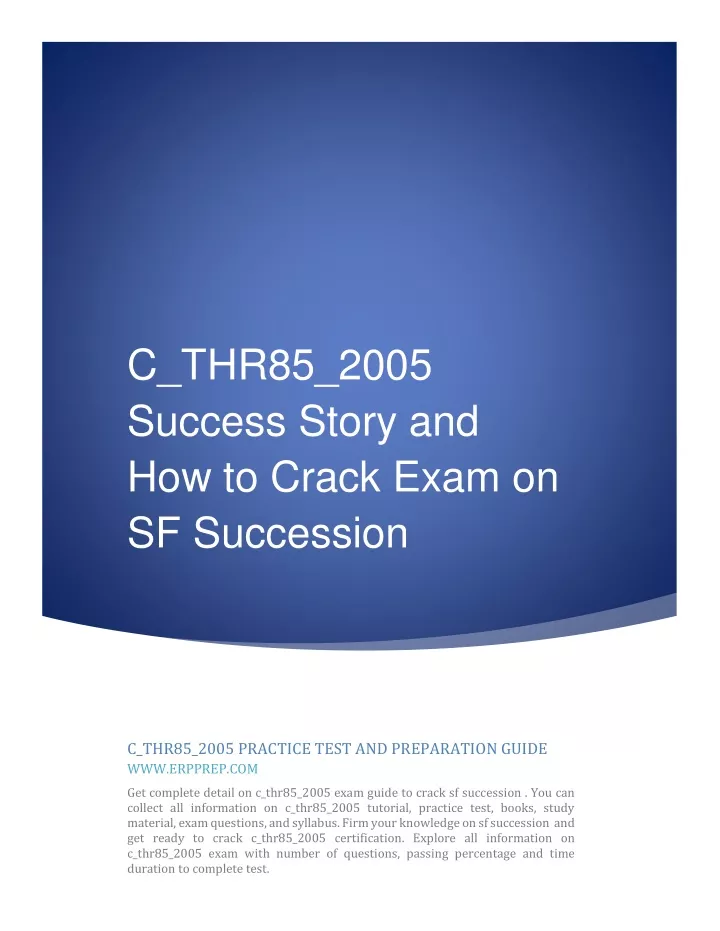 c thr85 2005 success story and how to crack exam