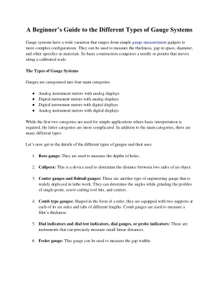 A Beginner’s Guide to the Different Types of Gauge Systems