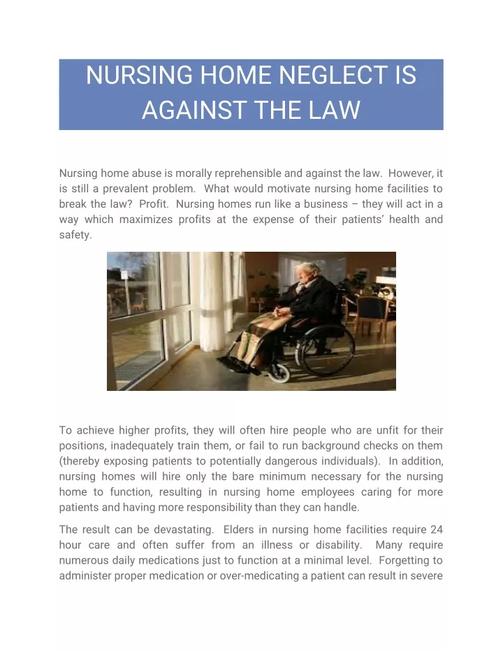 nursing home neglect is against the law