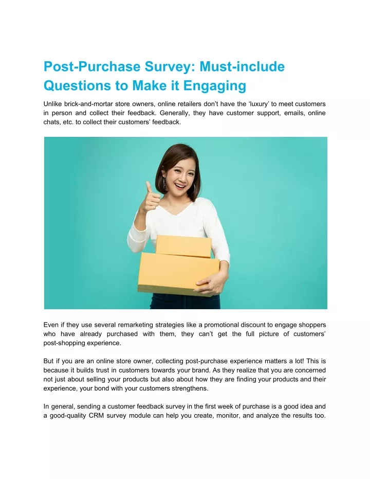 post purchase survey must include questions