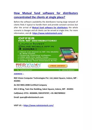 how mutual fund software for distributors