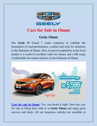 Cars for Sale in Oman