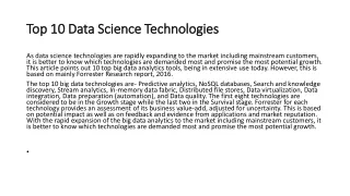 Top 10 Data Science Technologies