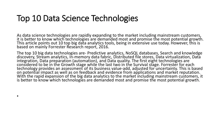 top 10 data science technologies