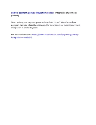 android payment gateway integration services