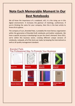 note each memorable moment in our best notebooks