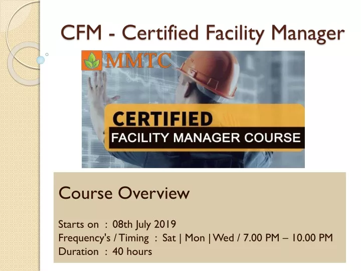 cfm certified facility manager