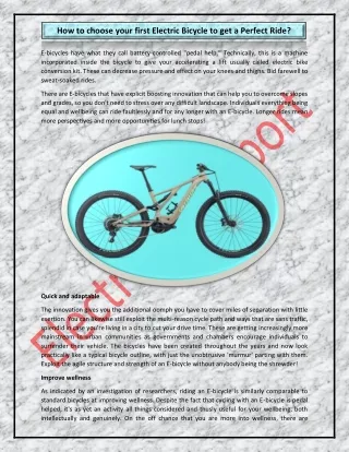 how to choose your first electric bicycle