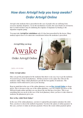 How does Artvigil help you keep awake? Order Artvigil Online