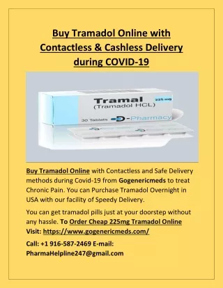 Buy Tramadol Online with Contactless & Cashless Delivery during COVID-19