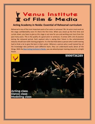 Acting academy in Noida essential of rehearsal curriculum