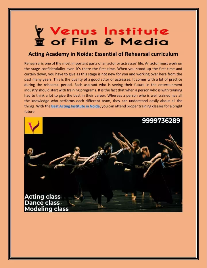 acting academy in noida essential of rehearsal