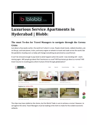 Luxurious Service Apartments in Hyderabad | Blobb: